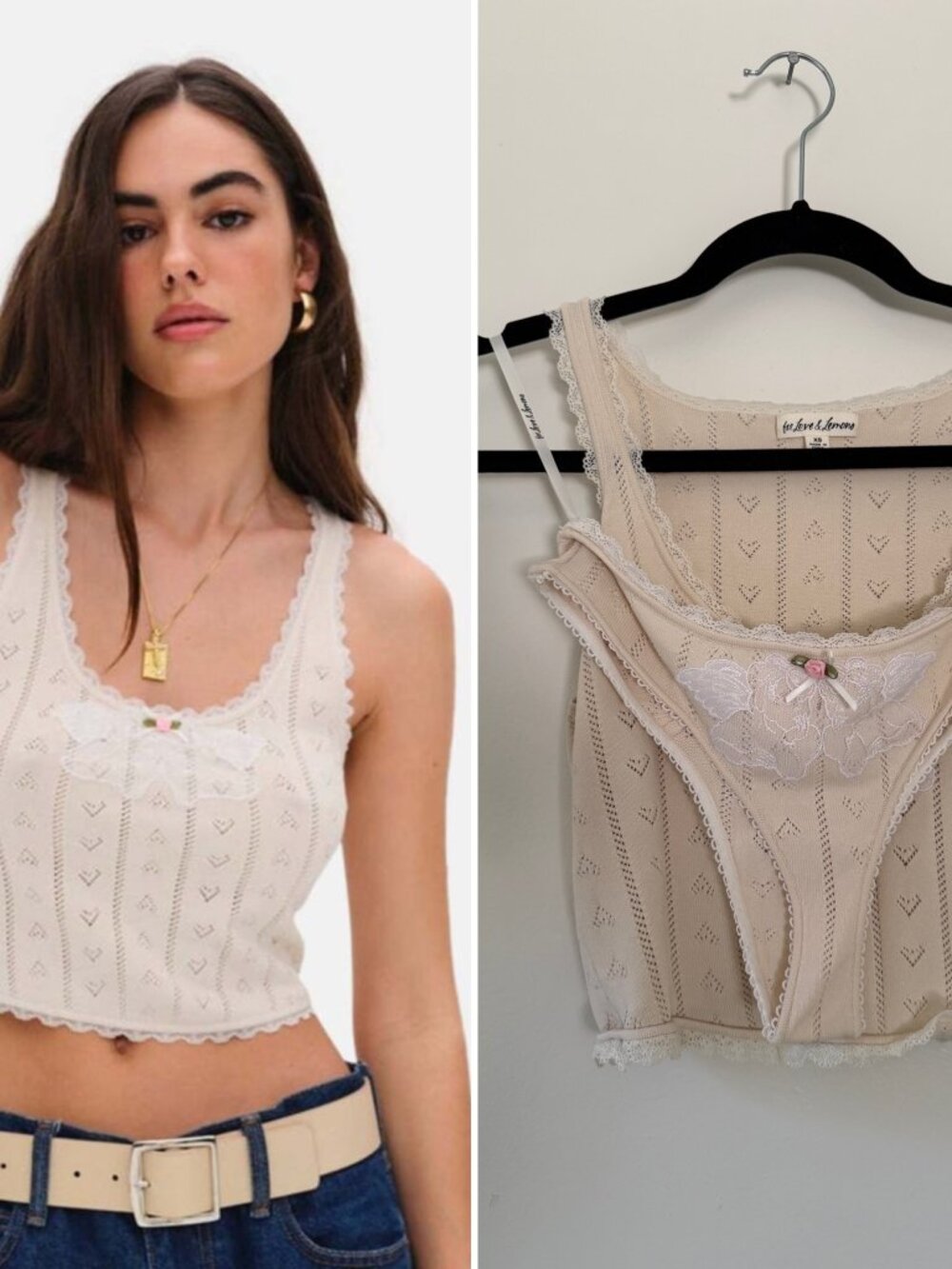For Love & Lemons 2-Piece Angelina Set | Tank + Panty | XS